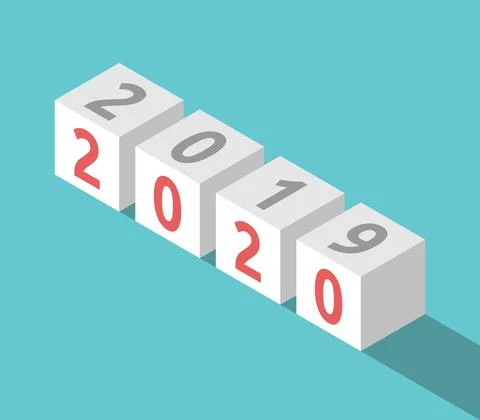 2019, 2020 isometric cubes Stock Illustration