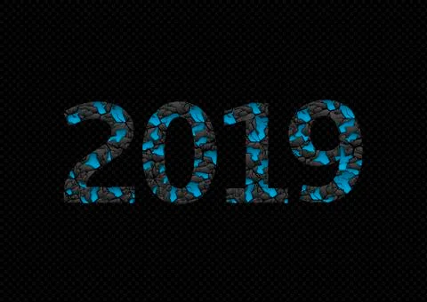 2019 blue broken numbers Stock Illustration
