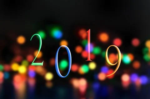 2019 on bokeh background Stock Illustration