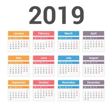 2019 Calendar Stock Illustration