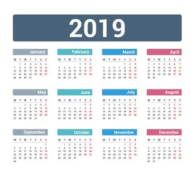 2019 Calendar Stock Illustration