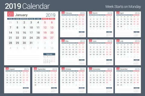 2019 Calendar Stock-Illustration