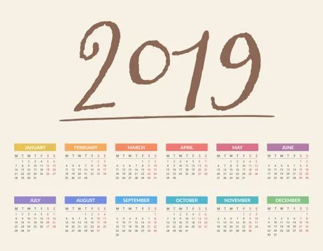 2019 Calendar Stock Illustration