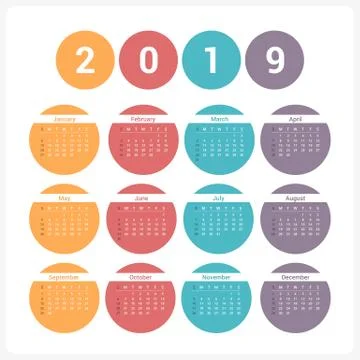2019 Calendar 스톡 일러스트