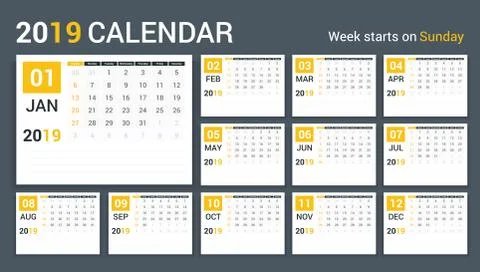 2019 Calendar Illustrazione stock