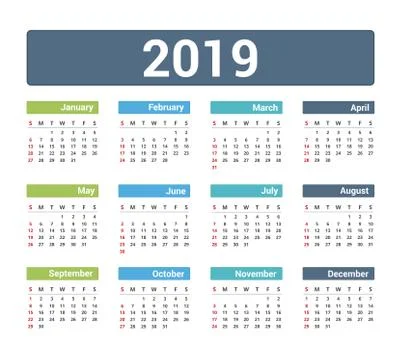 2019 Calendar Stock Illustration
