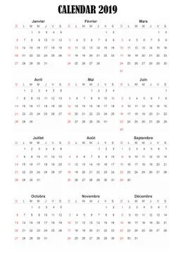 2019 calendar Stock Illustration