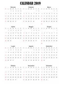 2019 calendar Stock Illustration