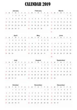 2019 calendar Stock Illustration