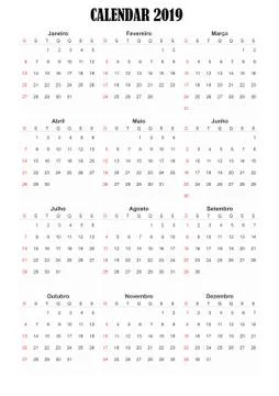 2019 calendar Stock Illustration