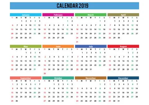 2019 calendar Stock Illustration