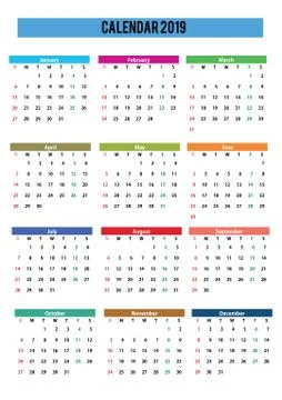 2019 calendar Stock Illustration