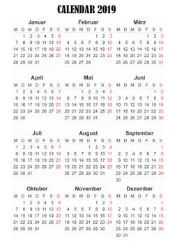2019 calendar Stock Illustration