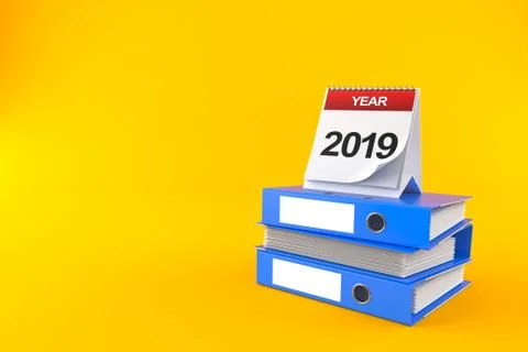 2019 Calendar on stack of ring binders Stock Illustration