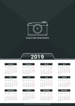 2019 Calendar Template Stock Illustration
