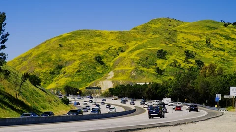 2019 California Superbloom off of 101 freeway Video stock 108273672