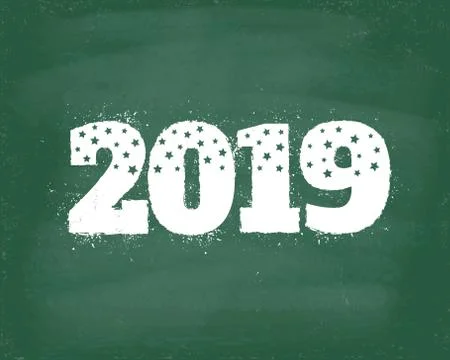 2019 on chalkboard Stock Illustration