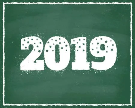 2019 on chalkboard 库存插图