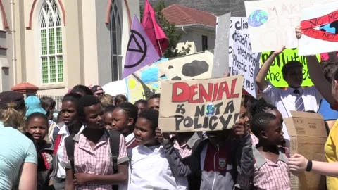 2019 Climate Strike Protest at South Africa's parliament Stock Footage 138396706