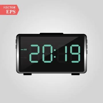 2019 digits - symbol of new year in led digital display of alarm clock - vect Stock Illustration