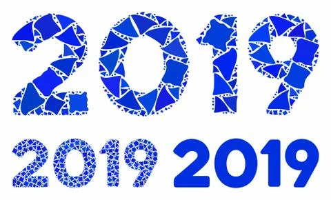 2019 digits text Composition Icon of Uneven Elements イラスト素材