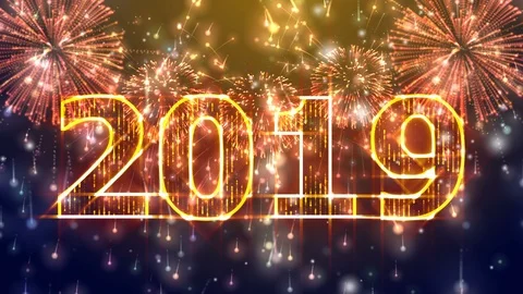 2019 with fireworks background. Stock-Footage 104841439