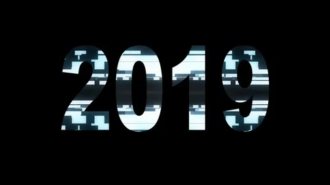 2019 glitch text on black background new quality motion dynamic holiday joyful Stock Footage 97227183