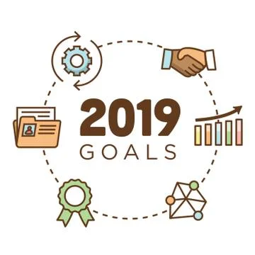 2019 Goals Vector graphic w the year 2019 and artistically styled images Stock Illustration
