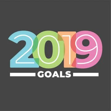 2019 Goals Vector graphic w the year 2019 and artistically styled images Stock Illustration
