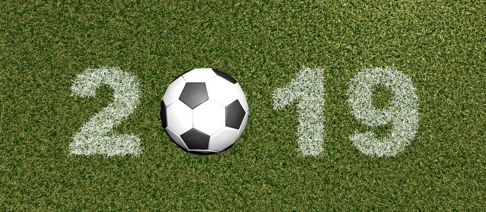 2019 grass font with ball Stock Illustration