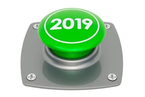 2019 Green Button, 3D rendering Stock Illustration