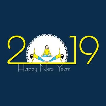 2019 Happy New Year with creative design for your greetings card Stock Illustration