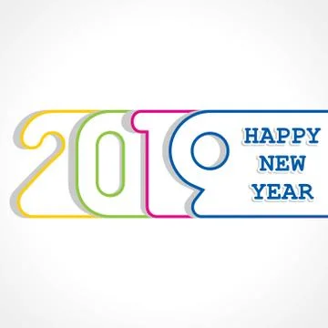 2019 Happy New Year with creative design for your greetings card Stock Illustration
