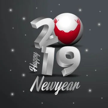 2019 Happy New Year Easter Island Rapa Nui Flag Typography. Abstract Celebrat Stock Illustration