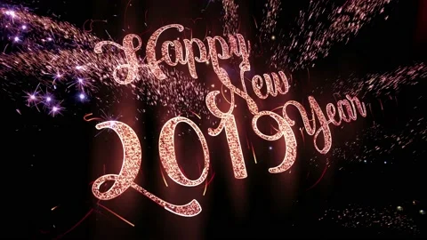 2019 Happy New Year magic Fireworks with particles and sparks Stock Footage 97943003