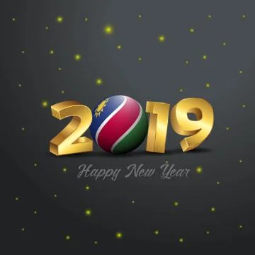 2019 Happy New Year Namibia Flag Typography. Abstract Celebration background Stock Illustration