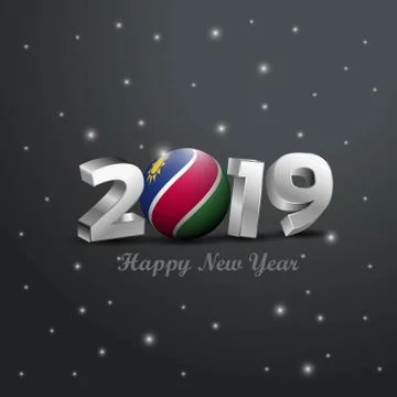 2019 Happy New Year Namibia Flag Typography. Abstract Celebration background Stock Illustration