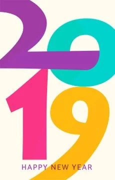 2019 happy new year vector. Vertical geometric calendar design Ilustração Stock