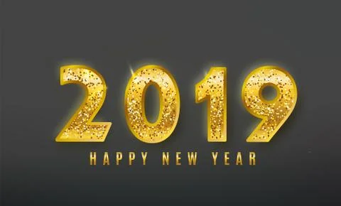 2019 Happy New Year vector background with shine glitter numbers. Vip christmas Illustrazione stock