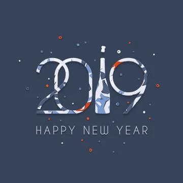 2019 Happy New Year. Vector illustration. Stock Illustration