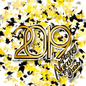 2019 Happy New Year. Vector illustration. Stock Illustration