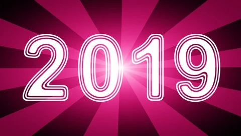 2019 icon in red abstract background with rays. Stock Footage 114064668