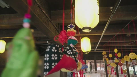 2019 Jun 08, Jiaxing. Handcrafted traditional East Asian hanging ornaments and Stock Footage 345484339