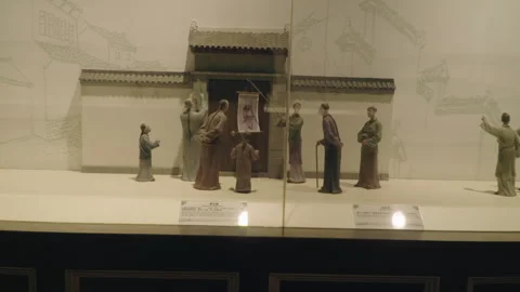 2019 Jun 08, Jiaxing. Qing dynasty clay figure diorama exhibit Stock Footage 345491683