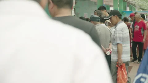 2019 Jun 09, Jiaxing. People queuing for goods Stock Footage 345577991