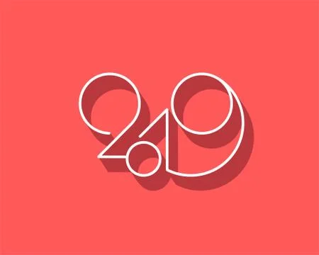 2019 logo new year vector on white background. Lettering for print web greeting Stock Illustration