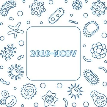 2019-ncov vector concept simple frame in linear style Stock Illustration