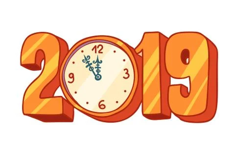 2019 new year clock Illustrazione stock