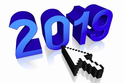 2019 New Year concept - computer cursor 스톡 일러스트