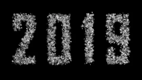 2019 new year formed from a cloud of flickering snowflakes and vice versa Vídeos de archivo 94027179
